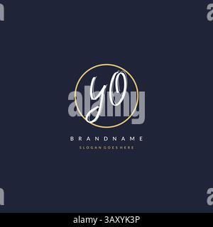Initial letter YO logo monogram feminine style with circle line design ideas vector graphic Stock Vector