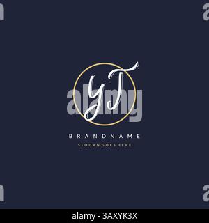 Initial letter YT logo monogram feminine style with circle line design ideas vector graphic Stock Vector