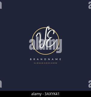 Initial letter VE logo monogram feminine style with circle line design ideas vector graphic Stock Vector