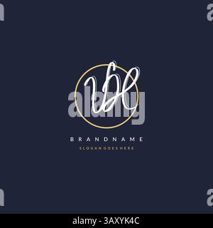 Initial letter VH logo monogram feminine style with circle line design ideas vector graphic Stock Vector