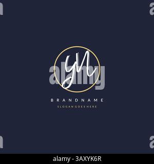 Initial letter YN logo monogram feminine style with circle line design ideas vector graphic Stock Vector