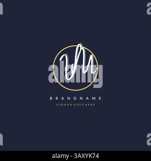 Initial letter VM logo monogram feminine style with circle line design ideas vector graphic Stock Vector