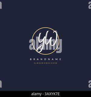 Initial letter YW logo monogram feminine style with circle line design ideas vector graphic Stock Vector