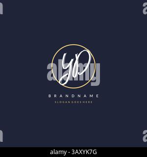 Initial letter YD logo monogram feminine style with circle line design ideas vector graphic Stock Vector