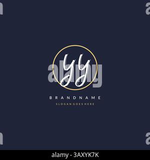 Initial letter YY logo monogram feminine style with circle line design ideas vector graphic Stock Vector