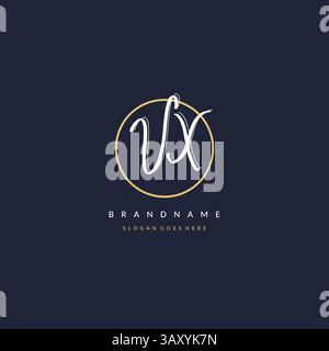Initial letter VX logo monogram feminine style with circle line design ideas vector graphic Stock Vector