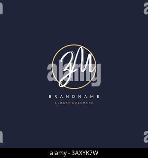 Initial letter ZM logo monogram feminine style with circle line design ideas vector graphic Stock Vector