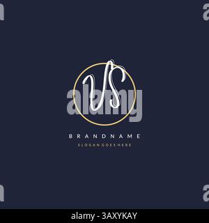 Initial letter VS logo monogram feminine style with circle line design ideas vector graphic Stock Vector