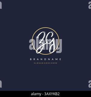 Initial letter ZG logo monogram feminine style with circle line design ideas vector graphic Stock Vector