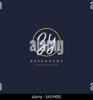 Initial letter ZY logo monogram feminine style with circle line design ideas vector graphic Stock Vector