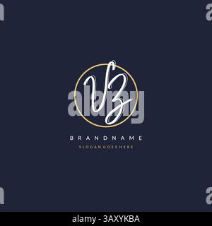 Initial letter VZ logo monogram feminine style with circle line design ideas vector graphic Stock Vector
