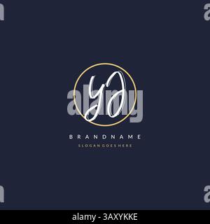 Initial letter YJ logo monogram feminine style with circle line design ideas vector graphic Stock Vector