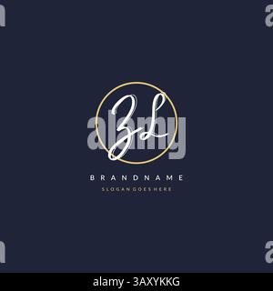 Initial letter ZL logo monogram feminine style with circle line design ideas vector graphic Stock Vector