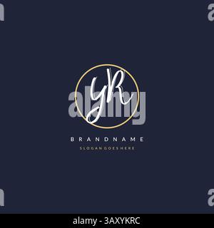 Initial letter YR logo monogram feminine style with circle line design ideas vector graphic Stock Vector