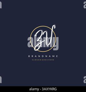 Initial letter ZV logo monogram feminine style with circle line design ideas vector graphic Stock Vector