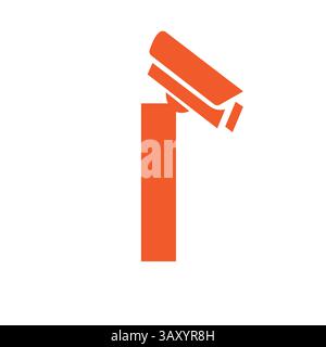 Initial Letter I Security Camera Icon, CC tv Symbol Vector Template Stock Vector