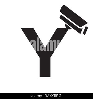 Initial Letter Y Security Camera Icon, CC tv Symbol Vector Template Stock Vector
