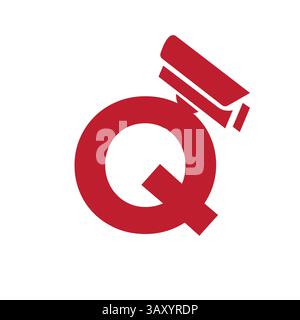 Initial Letter Q Security Camera Icon, CC tv Symbol Vector Template Stock Vector