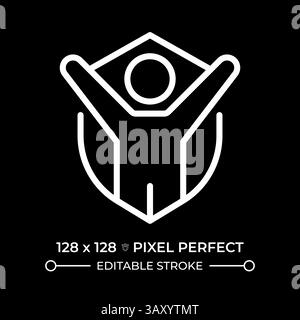 Right to life, liberty, personal security pixel perfect white line icon Stock Vector