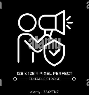 Freedom of opinion and information pixel perfect white line icon Stock Vector