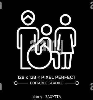 Freedom from discrimination pixel perfect white line icon in negative space Stock Vector