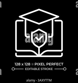 Right to education pixel perfect white line icon in negative space Stock Vector