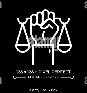 Right to recognition as person before law pixel perfect white line icon Stock Vector