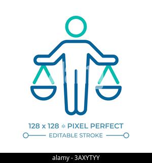 Right to equality before law pixel perfect two color line icon Stock Vector