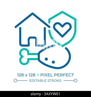 Right to adequate living standard pixel perfect two color line icon Stock Vector