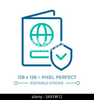 Right to nationality pixel perfect two color line icon Stock Vector