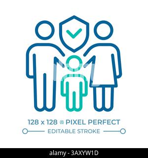 Right to marriage and family pixel perfect two color line icon Stock Vector