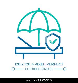 Right to rest and leisure pixel perfect two color line icon Stock Vector