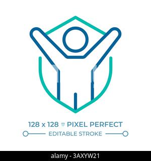 Right to life, liberty, personal security pixel perfect two color line icon Stock Vector