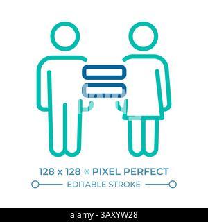 Right to equality pixel perfect two color line icon Stock Vector