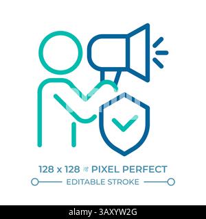 Freedom of opinion and information pixel perfect two color line icon Stock Vector