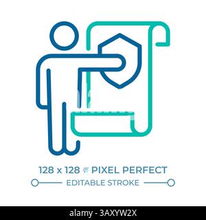 Freedom from state and interference in rights pixel perfect two color line icon Stock Vector