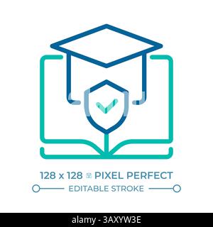 Right to education pixel perfect two color line icon Stock Vector