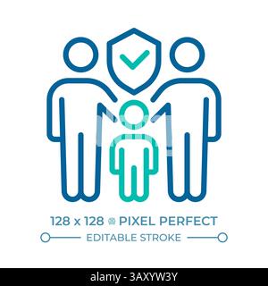 Right to marriage and family pixel perfect two color line icon Stock Vector