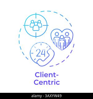 Client centric blue gradient concept icon Stock Vector