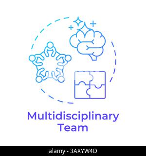 Multidisciplinary team blue gradient concept icon Stock Vector