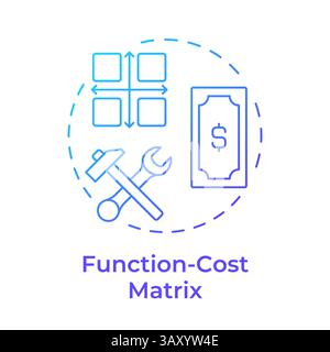 Function cost matrix blue gradient concept icon Stock Vector