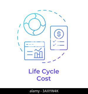 Life cycle cost blue gradient concept icon Stock Vector