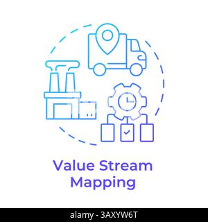 Value stream mapping blue gradient concept icon Stock Vector