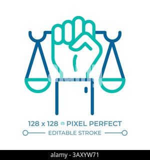 Right to recognition as person before law two color line icon Stock Vector