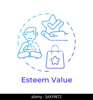 Esteem value blue gradient concept icon Stock Vector