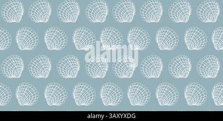 Sea shells, fossils and mollusks seamless pattern Stock Vector