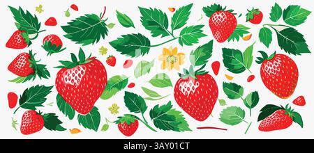 strawberry pattern on a white background. Stock Vector