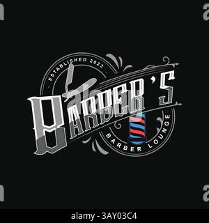 Barber logo, barber shop and business logo design in vector template Stock Vector
