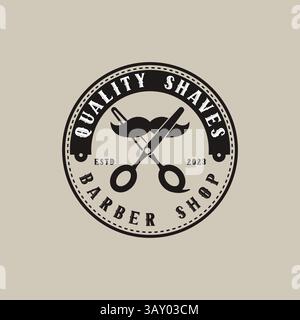 Barber logo, barber shop and business logo design in vector template Stock Vector