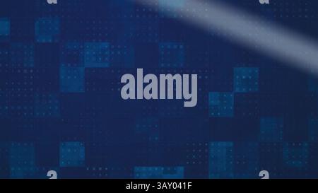 Abstract digital grid pattern is glowing in flat design, with blue squares, soft light, technology Stock Photo